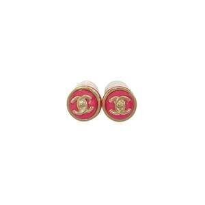 CHANEL Pink Logo Earrings